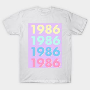 1986 Pastel Typography - Personalized Year Retro Nostalgic Art Print T-Shirt